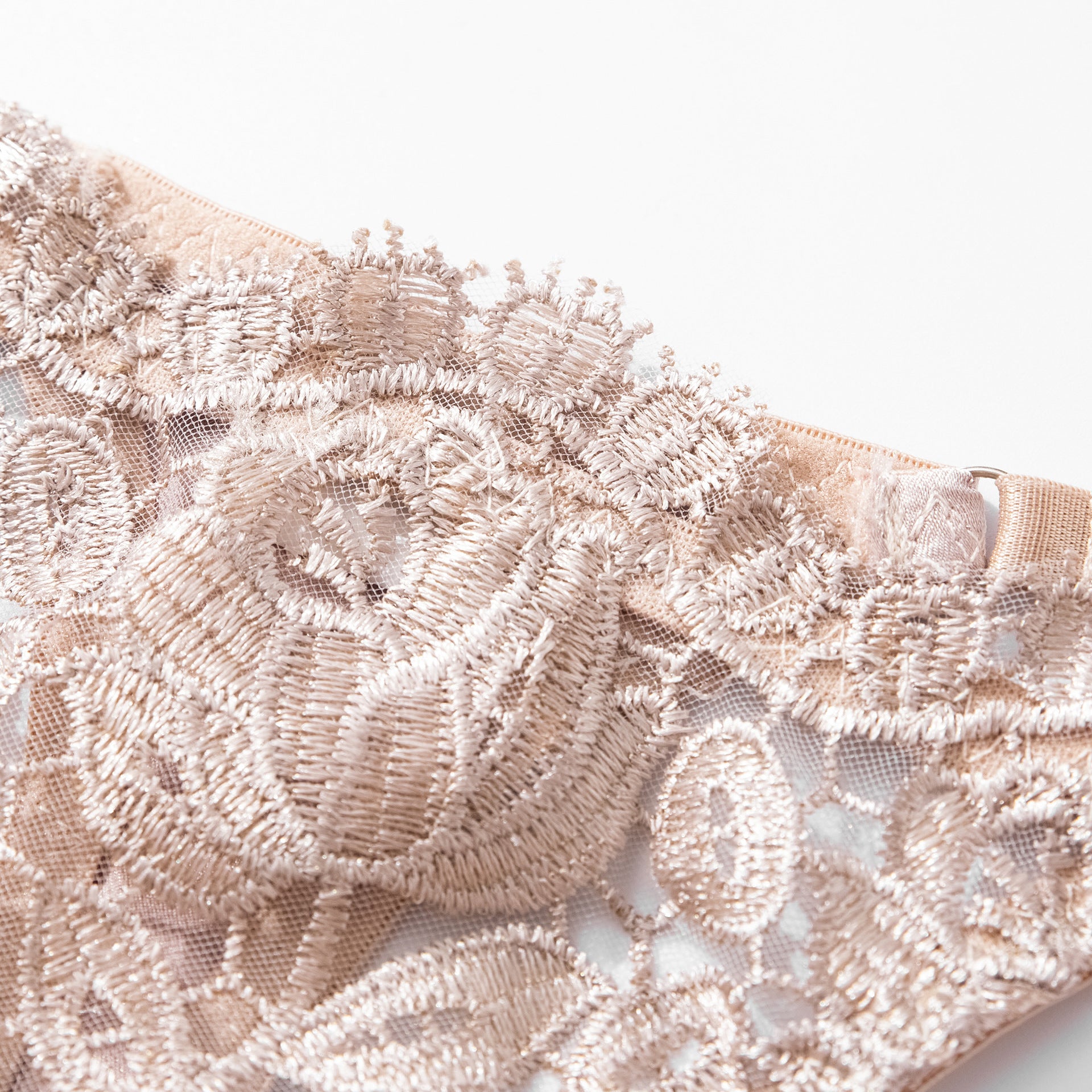 Darcy | Champagne Lace Garter Lingerie Set
