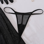 Rika | Sheer Black Mesh Dress & Gloves Set