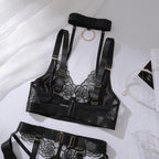 Morgana | Black Floral Lace Five-Piece Harness Set