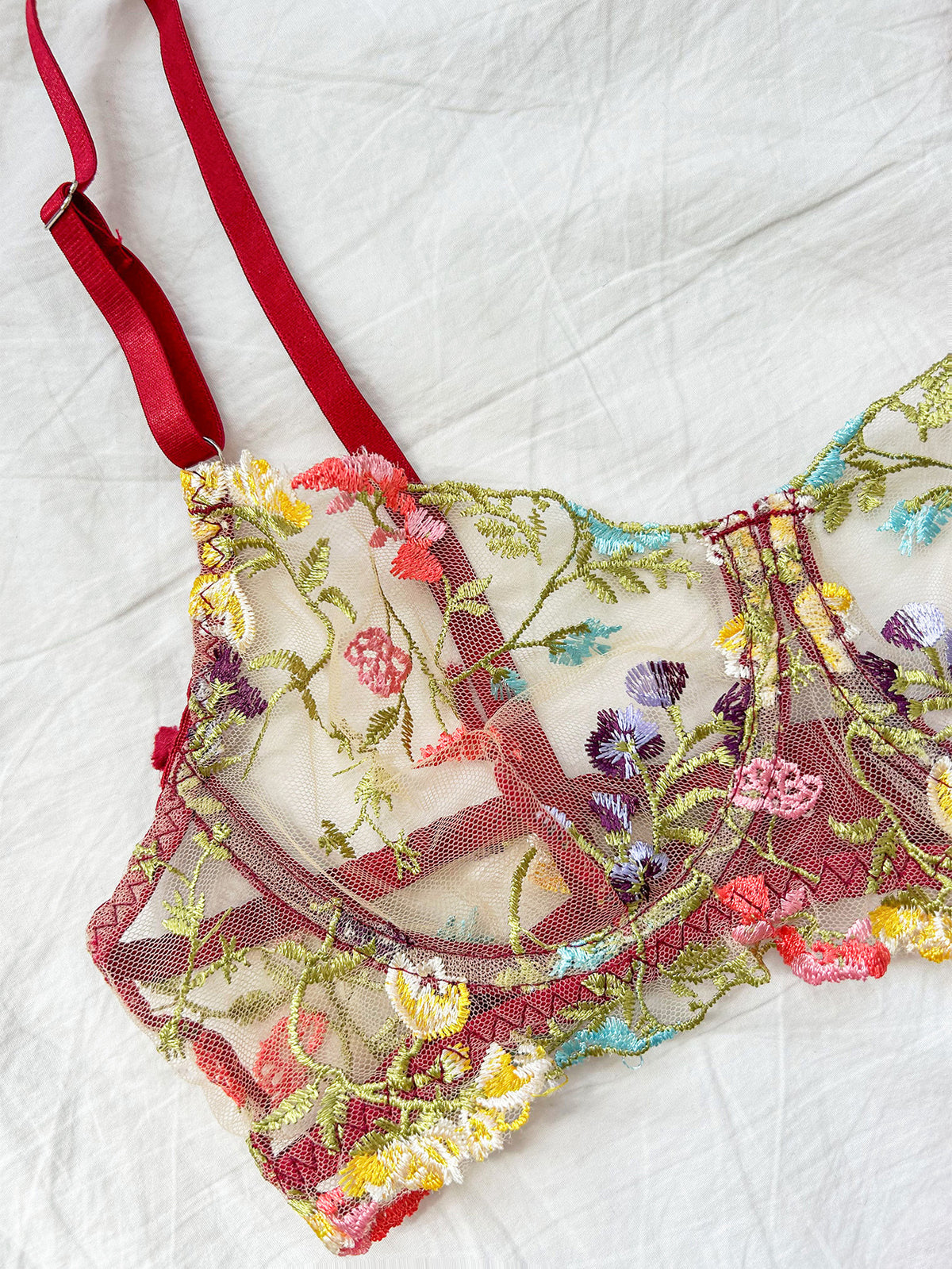 Angelica | Floral Embroidered Lingerie Set