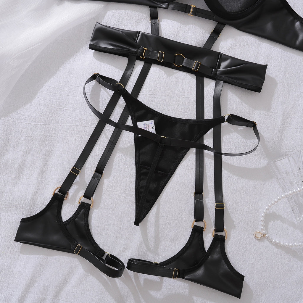 Stella | Leather Bra Set | Halter Neck Lingerie