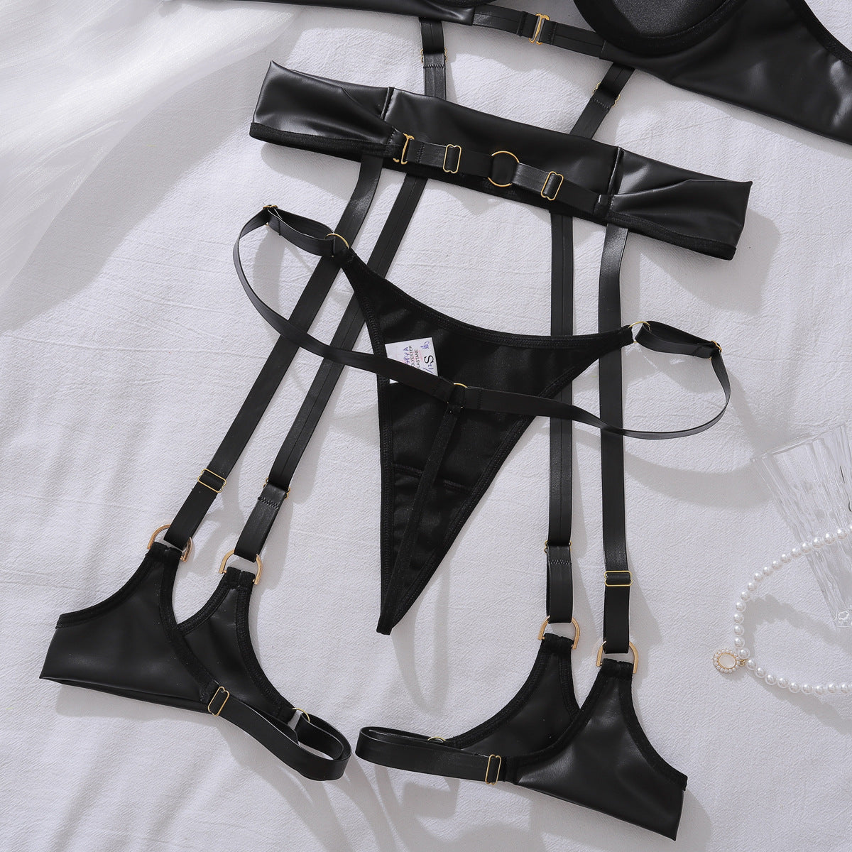 Stella | Leather Bra Set | Halter Neck Lingerie