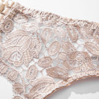 Darcy | Champagne Lace Garter Lingerie Set