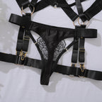 Morgana | Black Floral Lace Five-Piece Harness Set