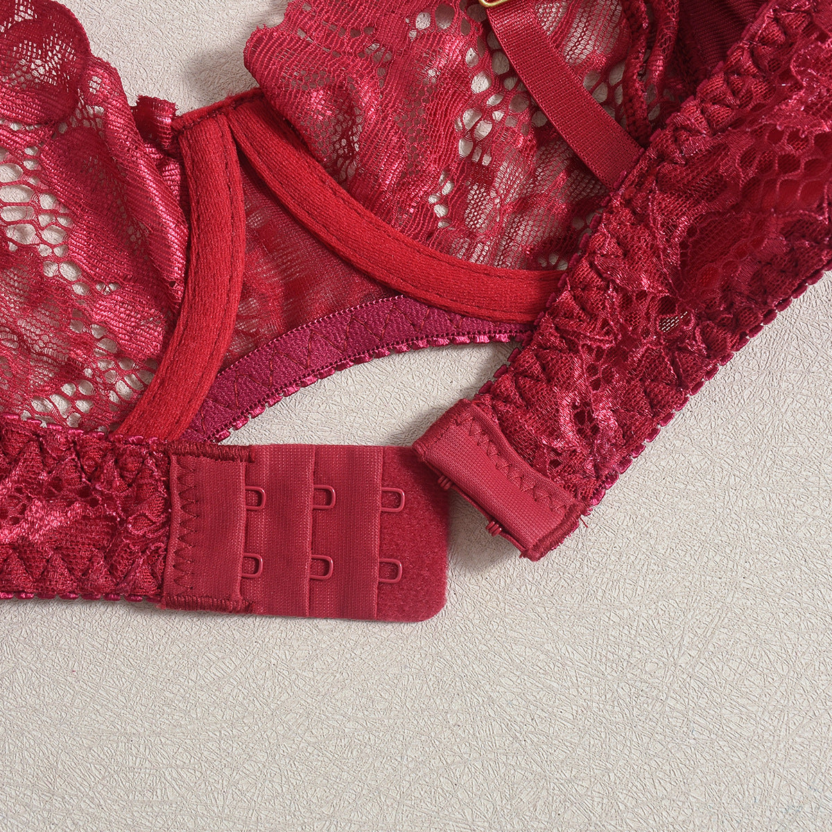 Isabella | Burgundy Satin & Lace Garter Set