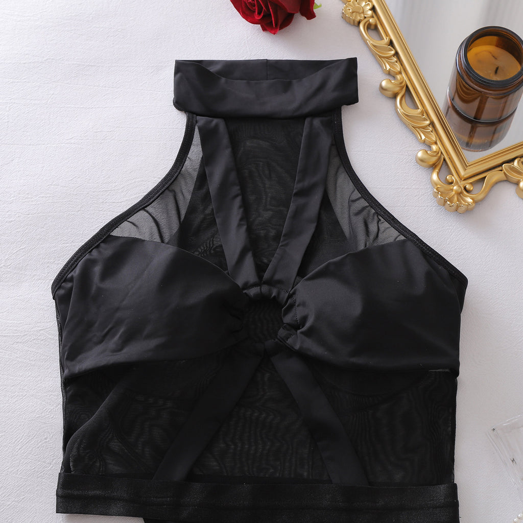 Selene | Sheer High Neck Ring Detail Bodysuit