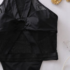 Selene | Sheer High Neck Ring Detail Bodysuit