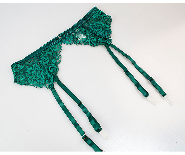 Cyrene | Emerald Lace Garter Set