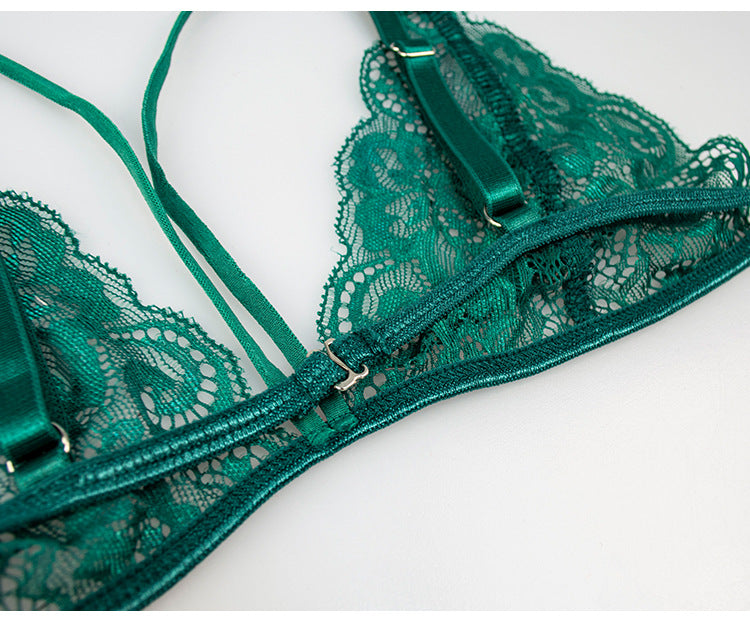 Cyrene | Emerald Lace Garter Set