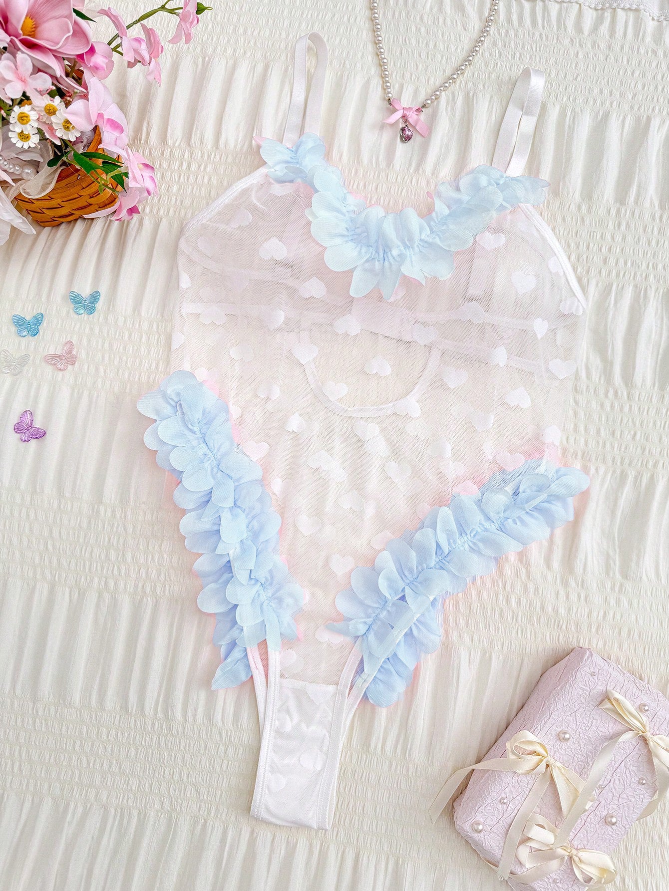 Hannah | Curve Lace Heart Cutout Bodysuit
