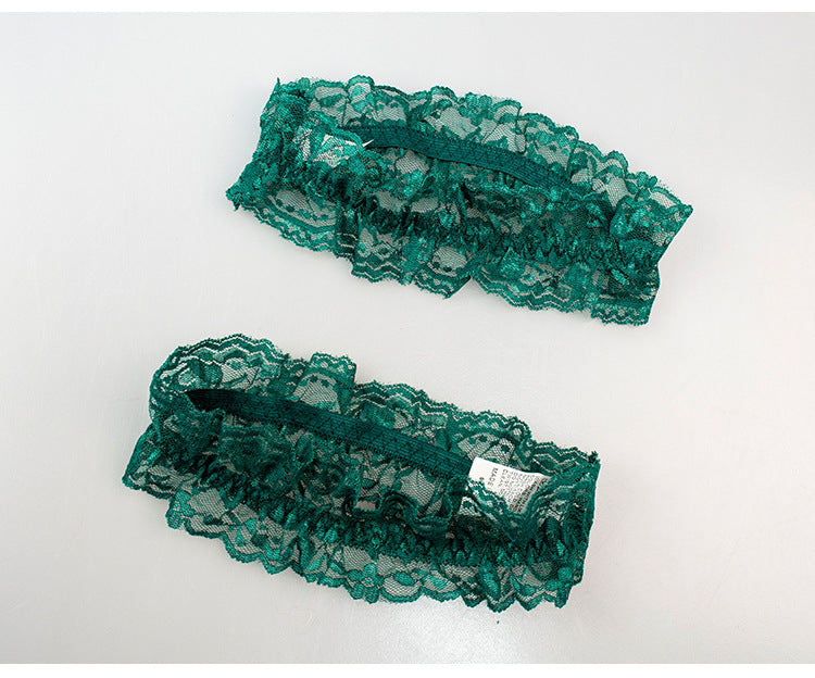 Cyrene | Emerald Lace Garter Set