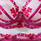 Lila | Fuchsia Floral Embroidered Garter Set