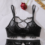 Raelyra | Chain Detail Eyelash Lace Lingerie Set