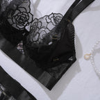 Morgana | Black Floral Lace Five-Piece Harness Set