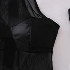 Rika | Sheer Black Mesh Dress & Gloves Set