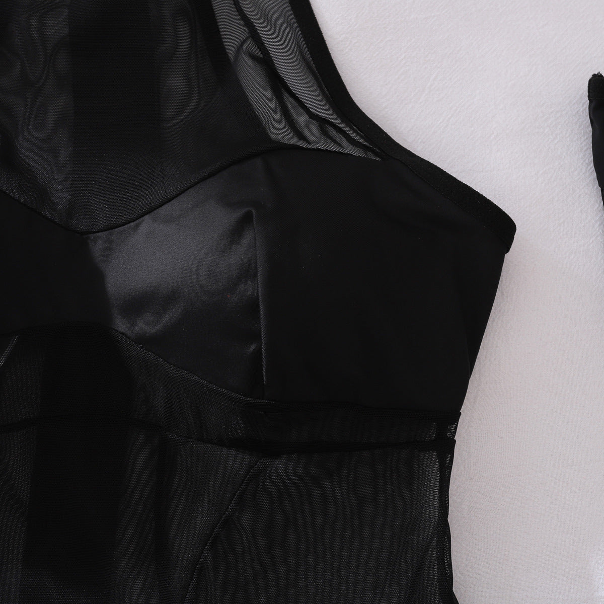 Rika | Sheer Black Mesh Dress & Gloves Set