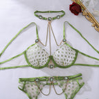 Vanessa | Emerald Embroidered Lingerie Set
