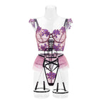 Violet | Purple Floral Embroidered Lingerie Set