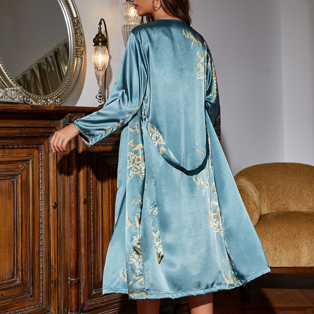 Ophelia | Satin Floral Slip Dress & Robe Set